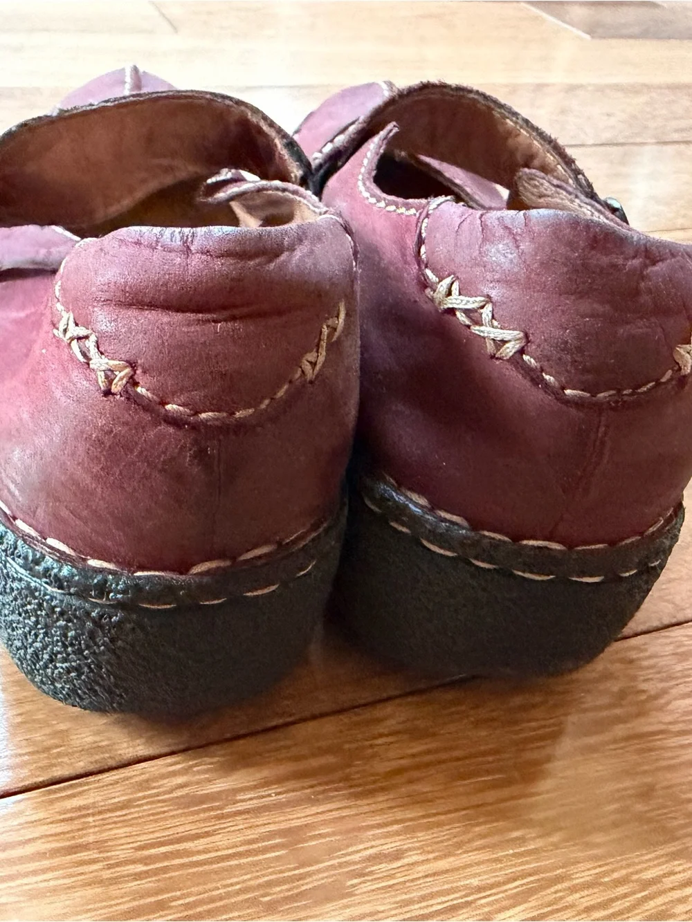 Clarks Burgundy Mary Jane Strap Shoes for Kids